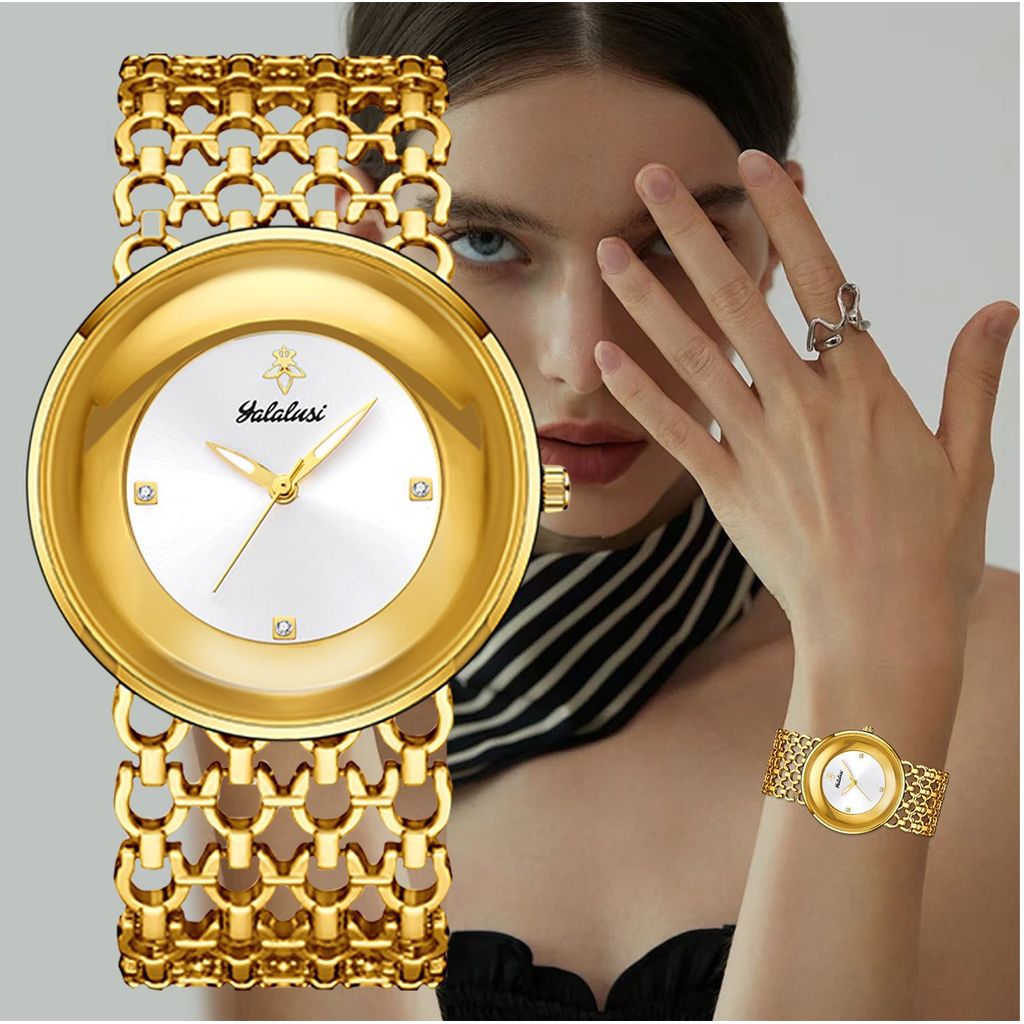 Relógio feminino, pulseira oca, relógio de pulso retrô feminino com mostrador redondo