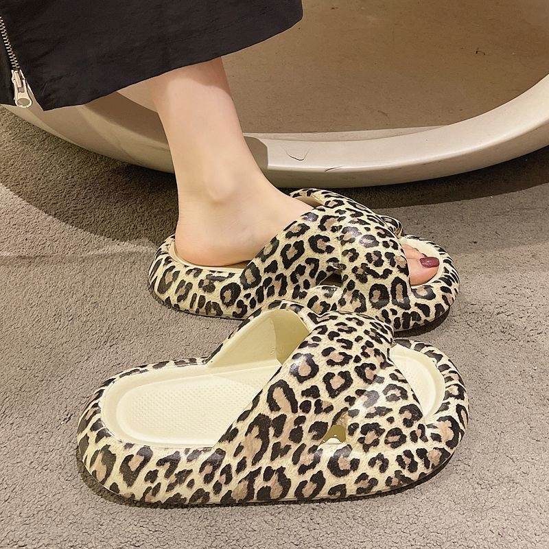 Verão Popular moda bonito leopardo impressão camuflagem estilo casa interior cinta plana sapatos femininos praia plana a