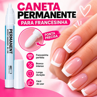 Kit Caneta Permanente para Francesinha para Nail Art Ponta 2mm Precisa e Secagem Rápida Resistente à Água Para Manicures