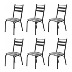 Conjunto Com 6 Cadeiras Tubular Itália Artefamol Dark