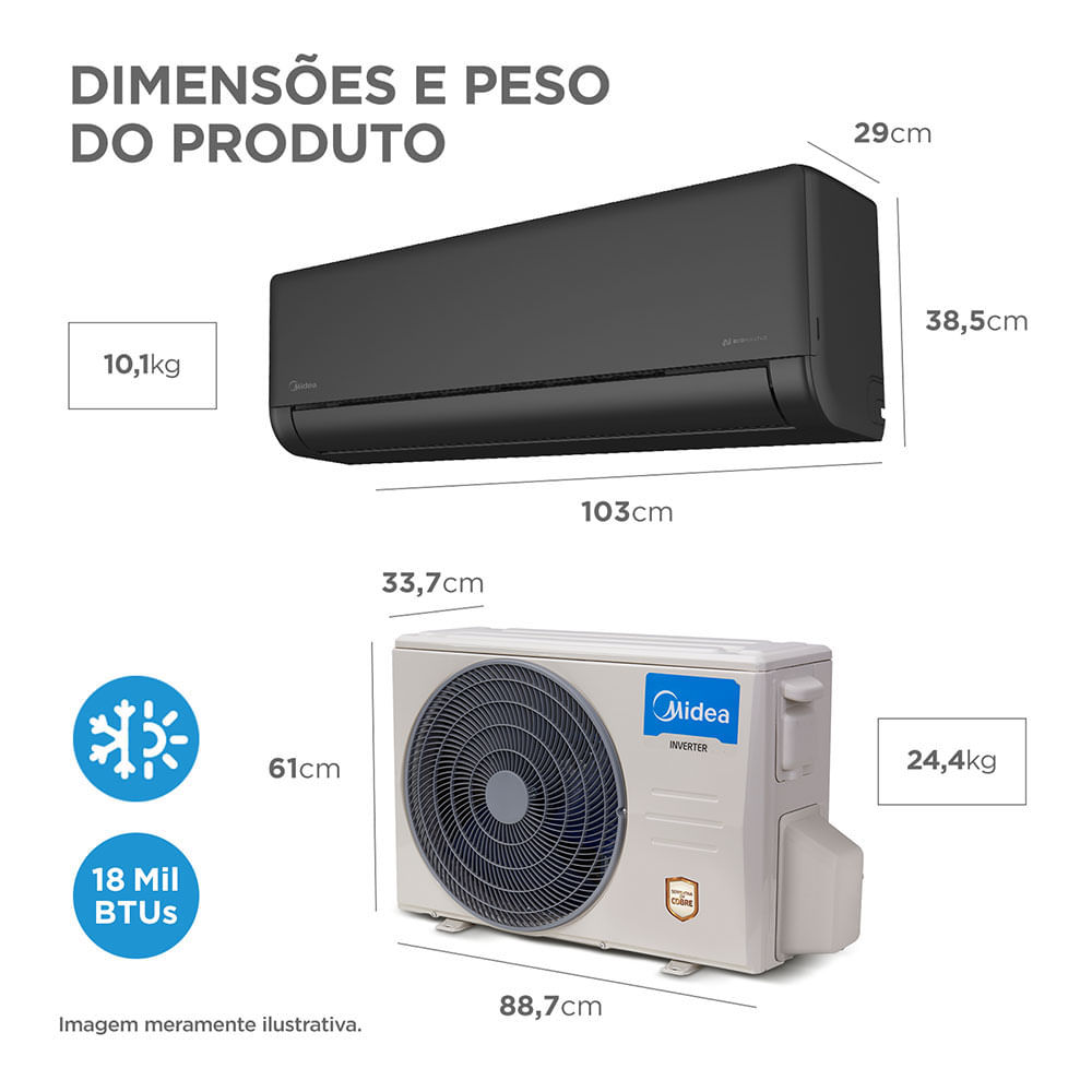 Ar Condicionado Split 18000 BTUs Inverter AI Ecomaster Preto Grafite Q/F Midea — imagem 2 de 2