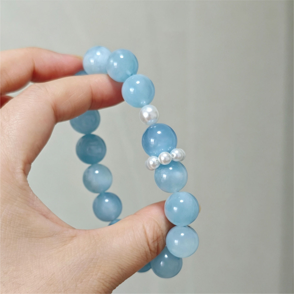 Pulseira de quartzo água-marinha transparente, nicho branco, pulseira requintada para namoradas, meninas, presentes de a
