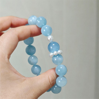 Pulseira de quartzo água-marinha transparente, nicho branco, pulseira requintada para namoradas, meninas, presentes de a