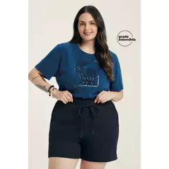 Short Feminino Moletom Com Bolsos Marialícia Preto