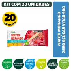 Validade próxima Wafer Morango Zero Açúcar Vitao 90 g - Kit 20 Unidades
