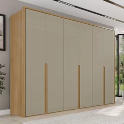 Guarda-Roupa Casal 6 Portas 6 Gavetas 100% MDF Lizz Bege/Hannover/Fendi Hannover/Fendi
