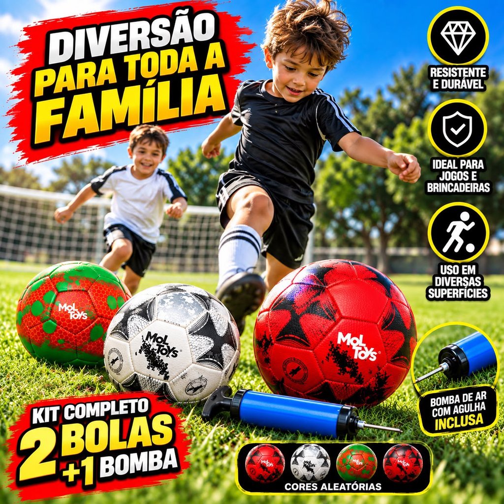 Kit 2 Bolas Futebol Campo Nº5 + Bomba