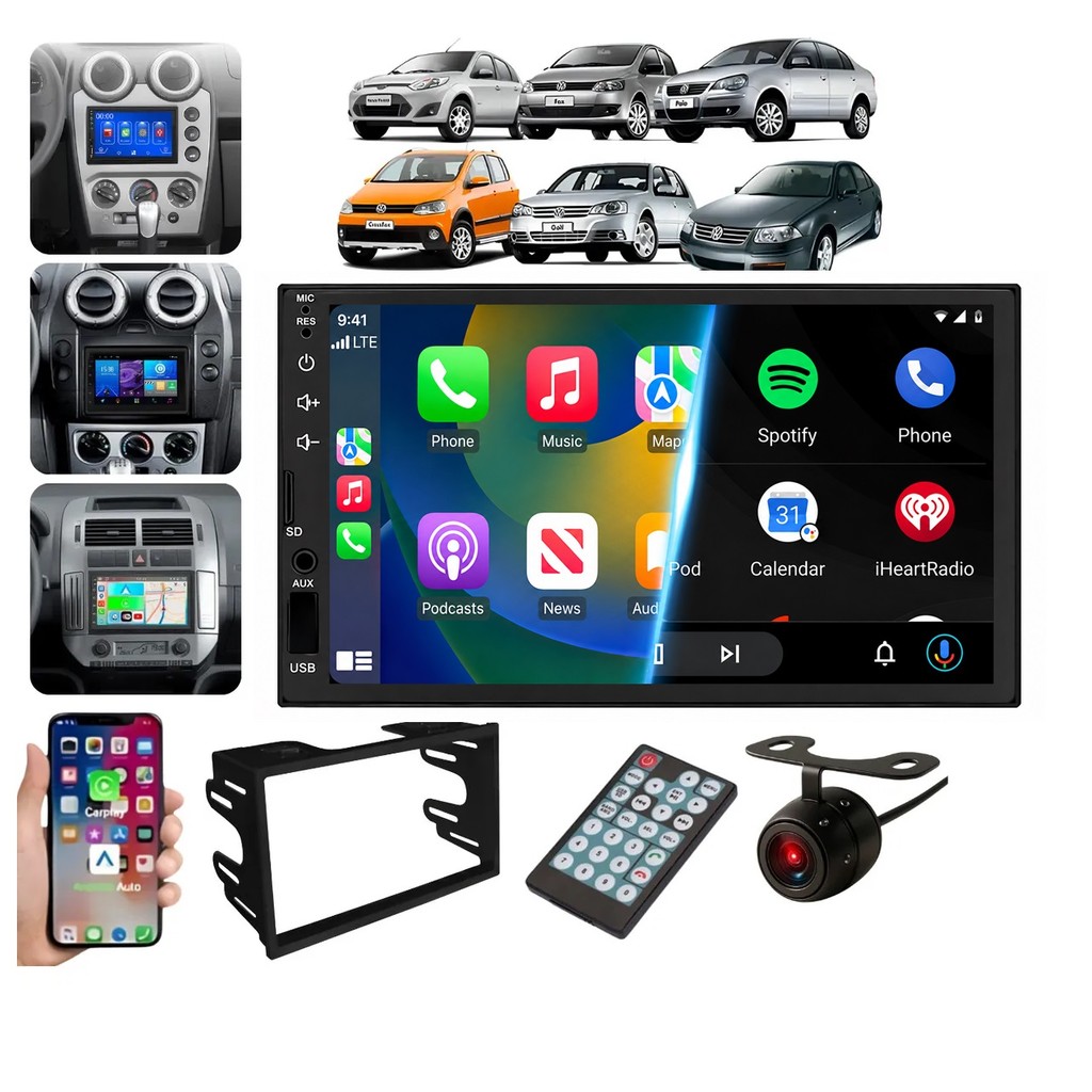 Kit Central Multimídia 7" Spacefox Crossfox 2011 2012 2013 Space Cross 2012 2013 Carplay Android Auto + Camera de Ré