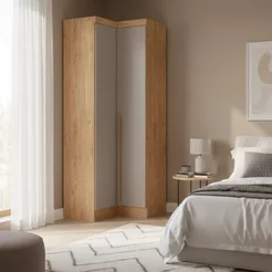 Móveis para Quarto Módulo Canto Reto 2 Porta Infinity Marrom/Cedro/Duna Line Cedro/Duna