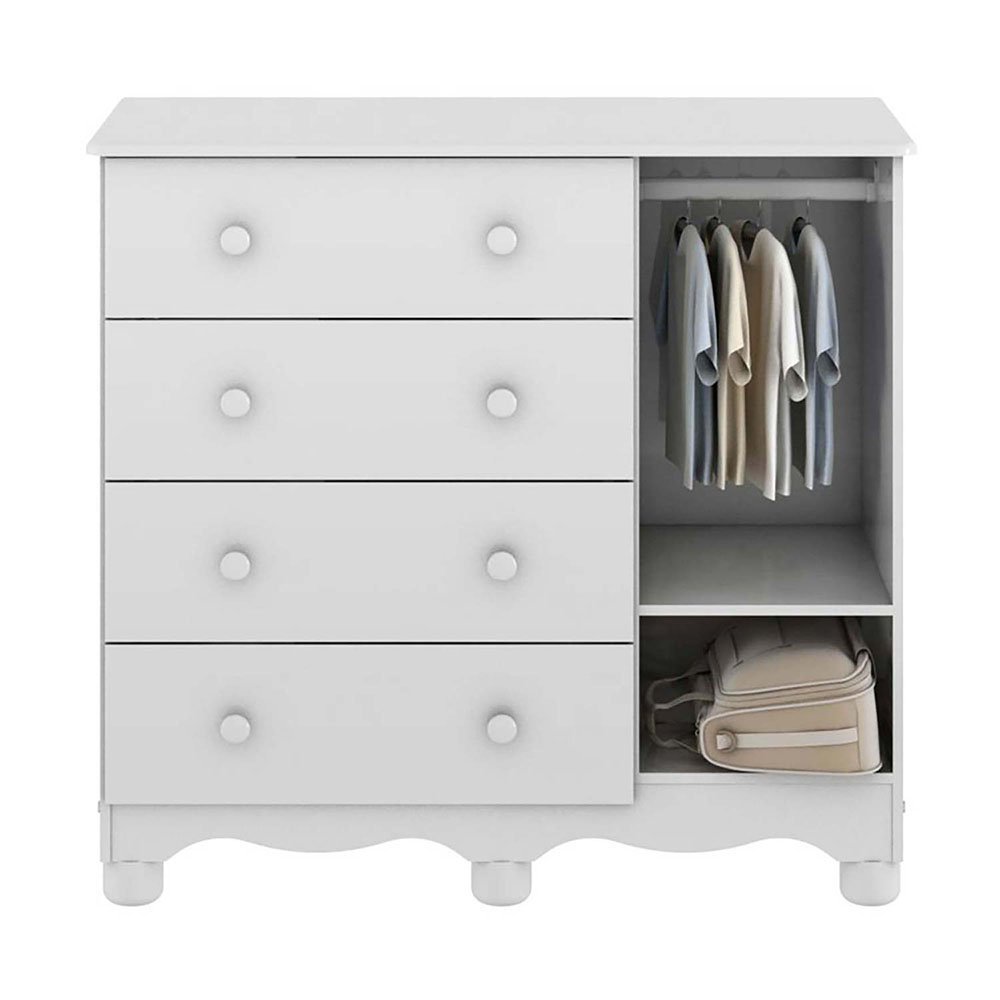 Cômoda Infantil 95cm 1 Porta com Janela e 4 Gavetas Mimo 100% MDF Espresso Móveis Branco/Brilho Branco Brilho · foto 2
