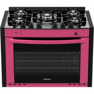 Fogao de embutir 5 Bocas Venax Gaudi Prisma Vitreo Bl Pink Gas Glp