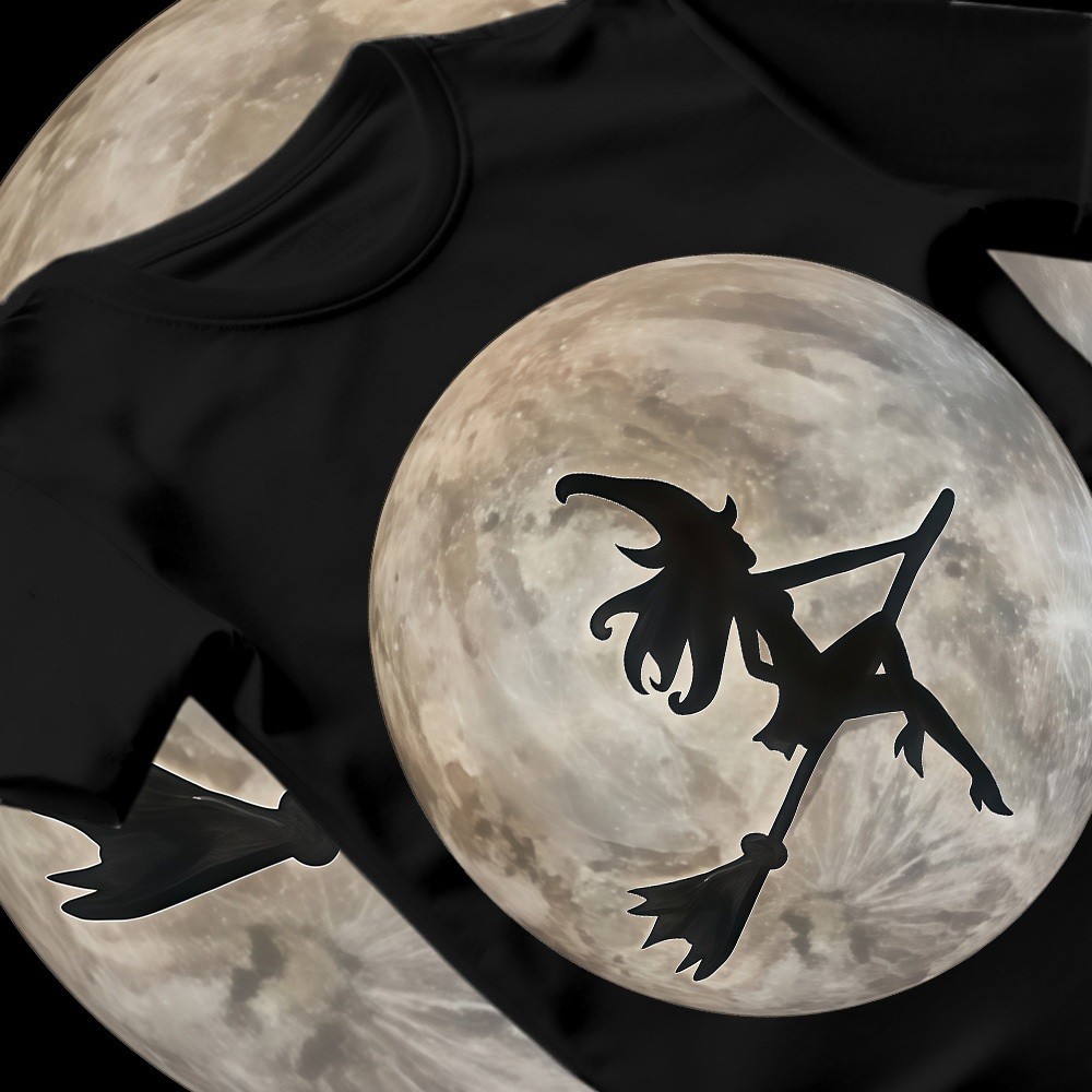 [Camiseta Premium em Algodão Puro]AYA Camiseta Feminina Oversized, Estampa de Bruxa, Streetwear,Em Algodão Puro,Casual