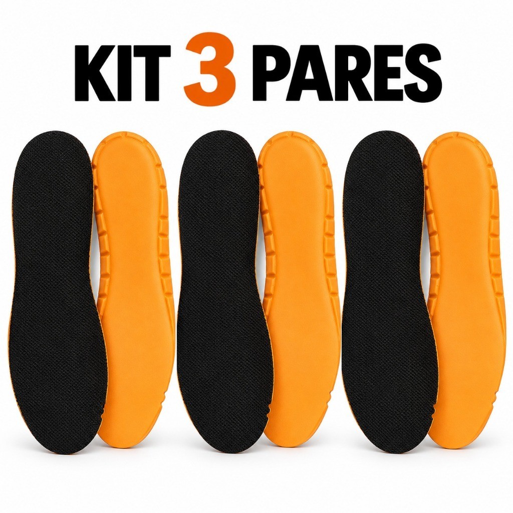 Kit 3 Pares Palmilha Ortopédica Anatômica em Gel-PU Confortável Bota Coturnos Militar Segurança