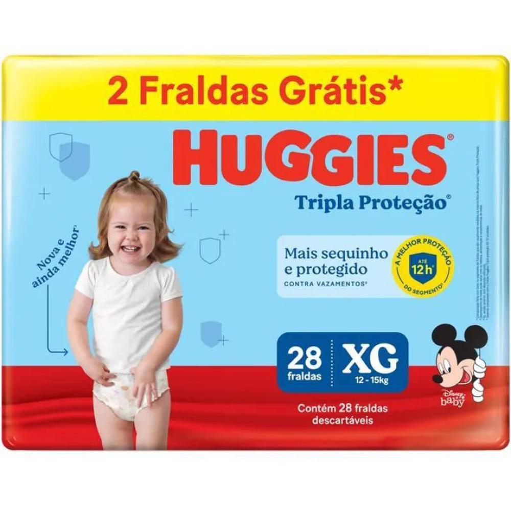 Fralda Infantil Huggies Tripla Proteção XG 28 Unidades Fralda Huggies Tripla Proteção Meguinha Tamanho XG - 28 Uni