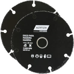 Disco de corte para madeira em tungstênio 110x20mm - Norton