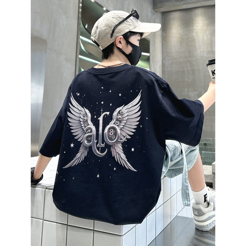 Meninos verão camiseta de manga curta 2026 novo estilo 3D impresso crianças Casual camiseta solta médio grande crianças 