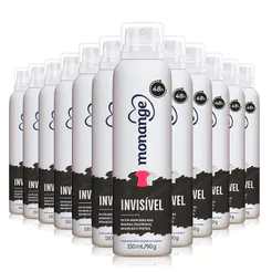 Kit Desodorante Aerosol Monange Invisível 90g - 12 Unidades