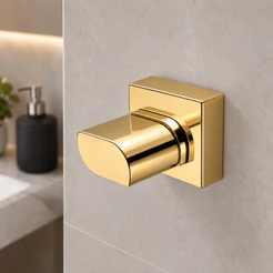 Acabamento de Registro Base Quadrada Modelo Gota Em dourado