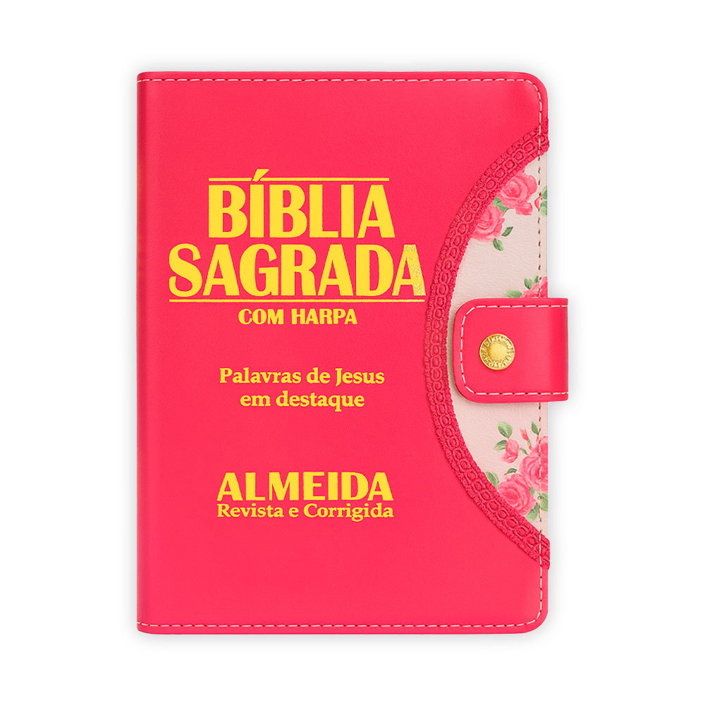 Kit 2 Bíblias Evengélica Botão Pink e Botão Preta/Azul | ARC - João Ferreira de Almeida - Harpa e Índice por Cores — imagem 2 de 2