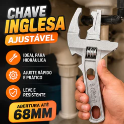 Chave Inglesa Ajustável 68mm Grande Alumínio Para Pia Torneira Hidráulica Encanamento Porcas Conexões Manutenção