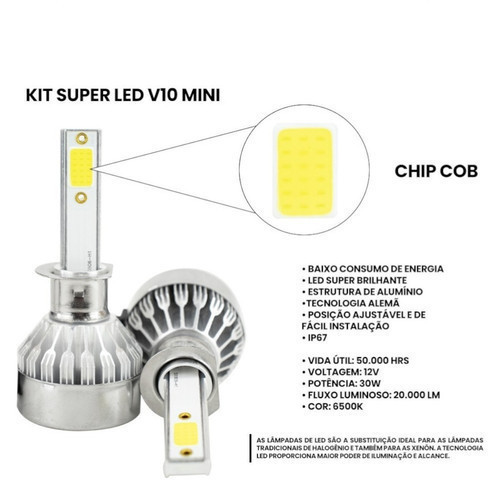 Lâmpadas Ultra Led Peugeot 208 20000lm Alto Baixo e Milha + Pingo Led — imagem 2 de 2