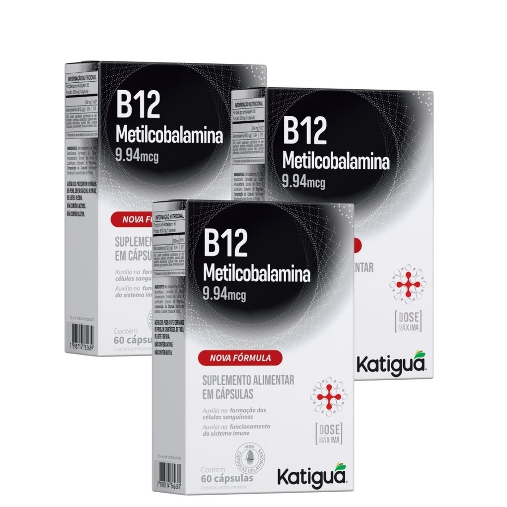 Kit 1, 2 ou 3 Caixas de B12 9,94MCG ULTRA (METILCOBALAMINA) 60CAPS em Oferta na Shopee