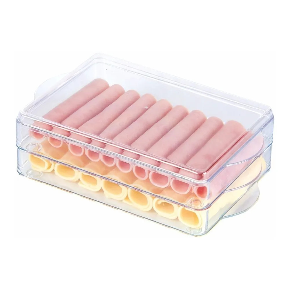 2x Porta Frios Duplo Organizador Divisória Transparente