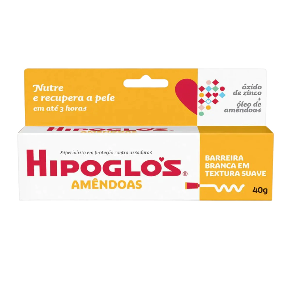 Hipoglós Amêndoas 40g | Creme Preventivo Contra Assaduras | Barreira Branca com Textura Suave