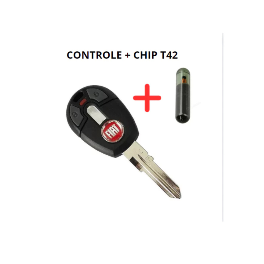 Chave Reserva com Controle Alarme Positron Com Chip Fiat Uno Palio Strada Siena Completa