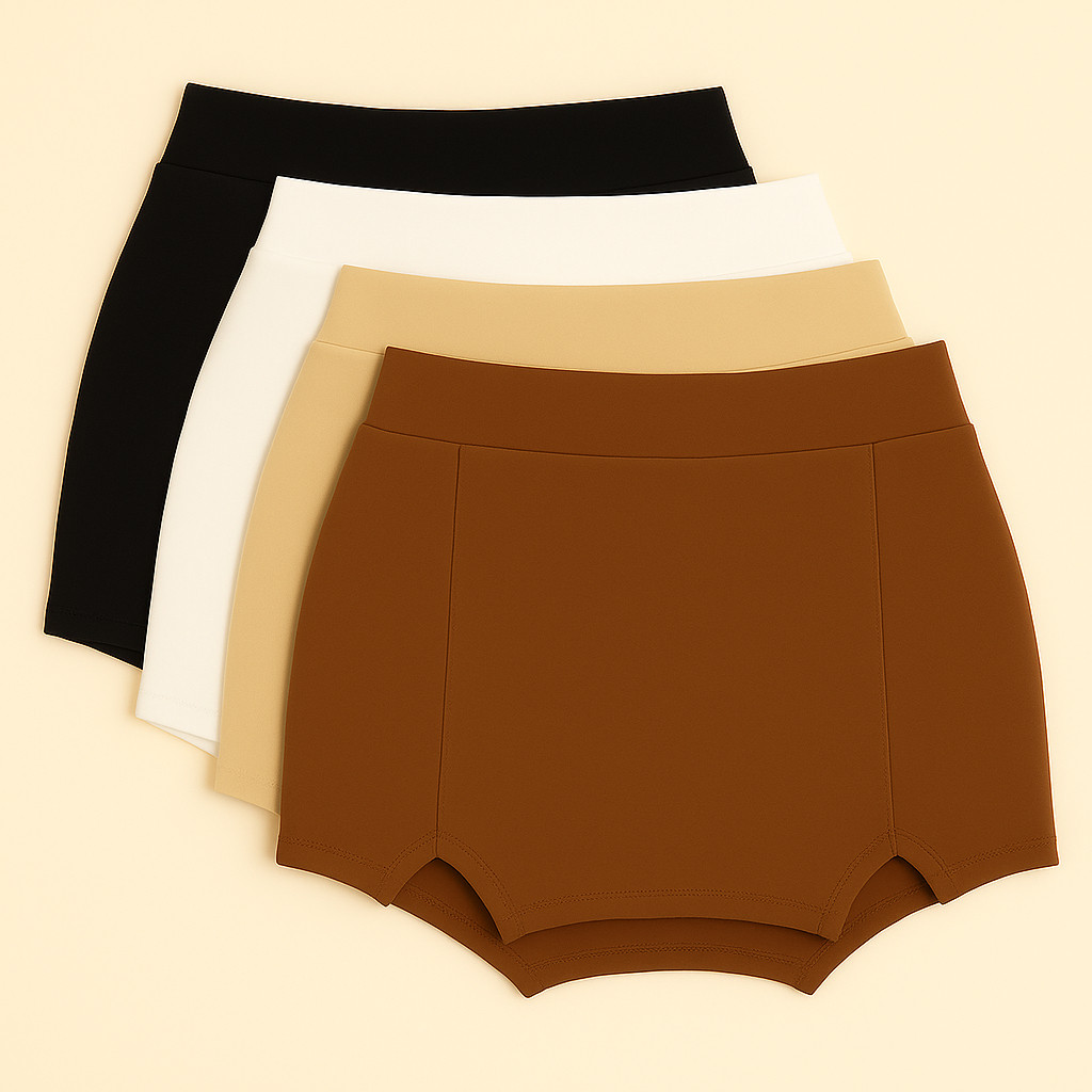 Kit 2 Short Saia Feminino Cintura Alta | Preto, Branco, Bege e Marrom