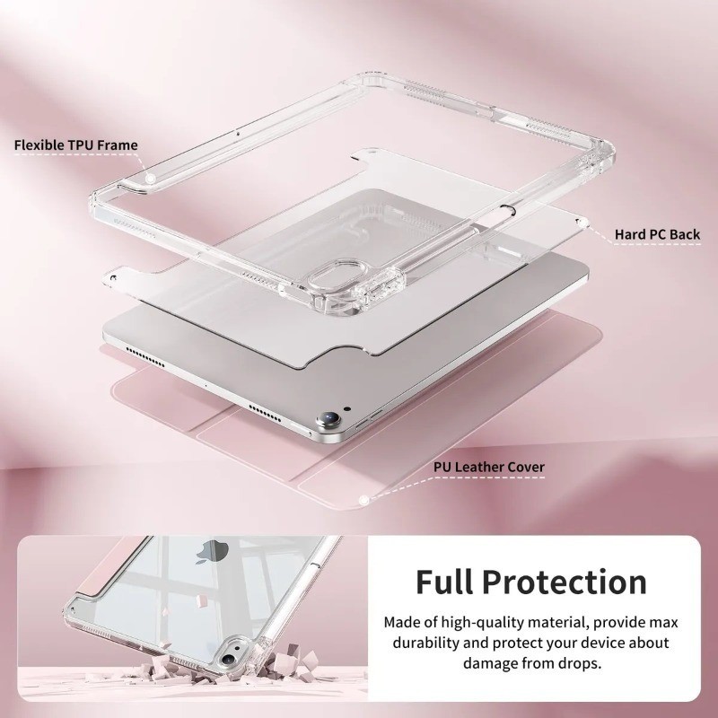 Capa Transparente para iPad 11" A16 2025 e iPad 10 10.9" – Magnética Com Porta Caneta e Suporte