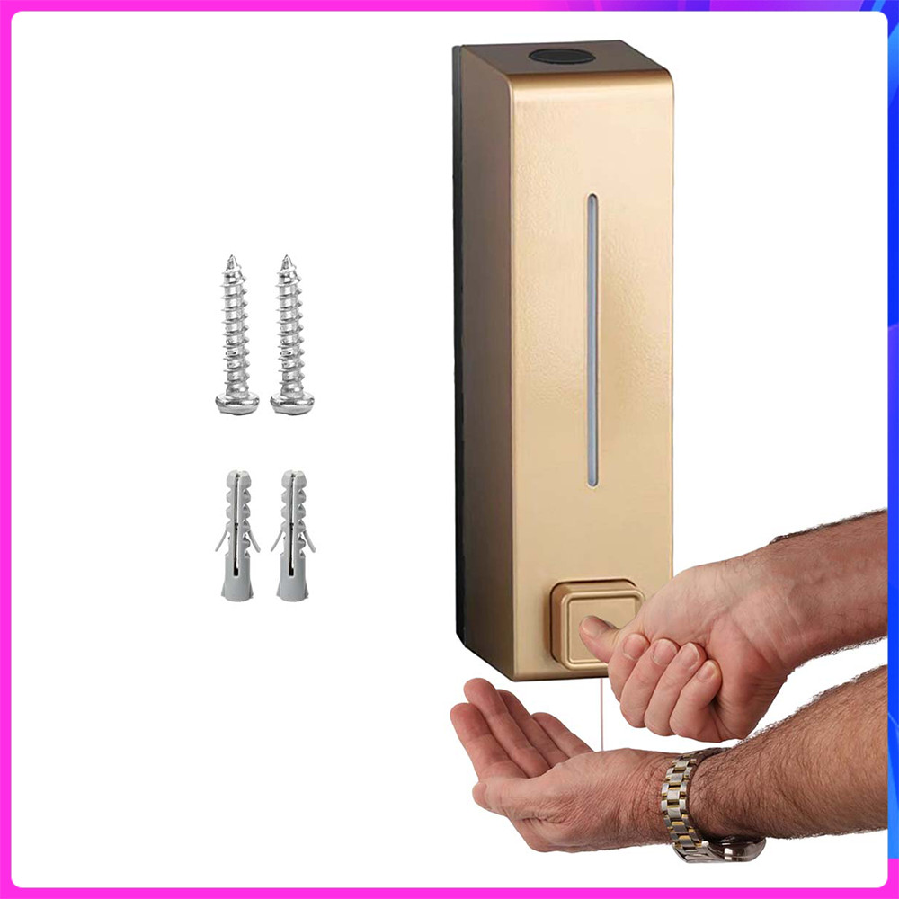Dispensador Sabonete 600ml Parede Dourado Manual Banho Cozinha Acessórios Fácil Instalação Montagem