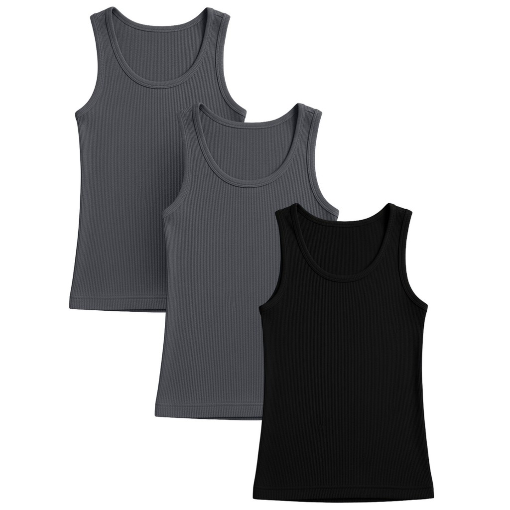 Kit 3 Camiseta Regata  Básica Canelado Premium Modelo Unissex Americana Academia 
