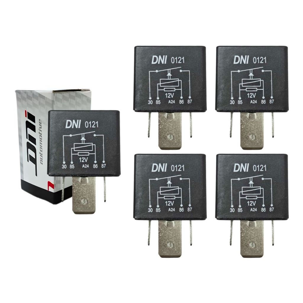 Kit 5 Rele Auxiliar 70a 12v 4 Terminais Rele Injecao Eletronica Bomba Combustivel Uso Geral DNI 0121