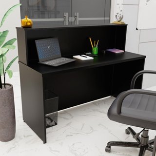 Balcão Atendimento Recepção Consultório 140x60cm Preto em Oferta na Shopee