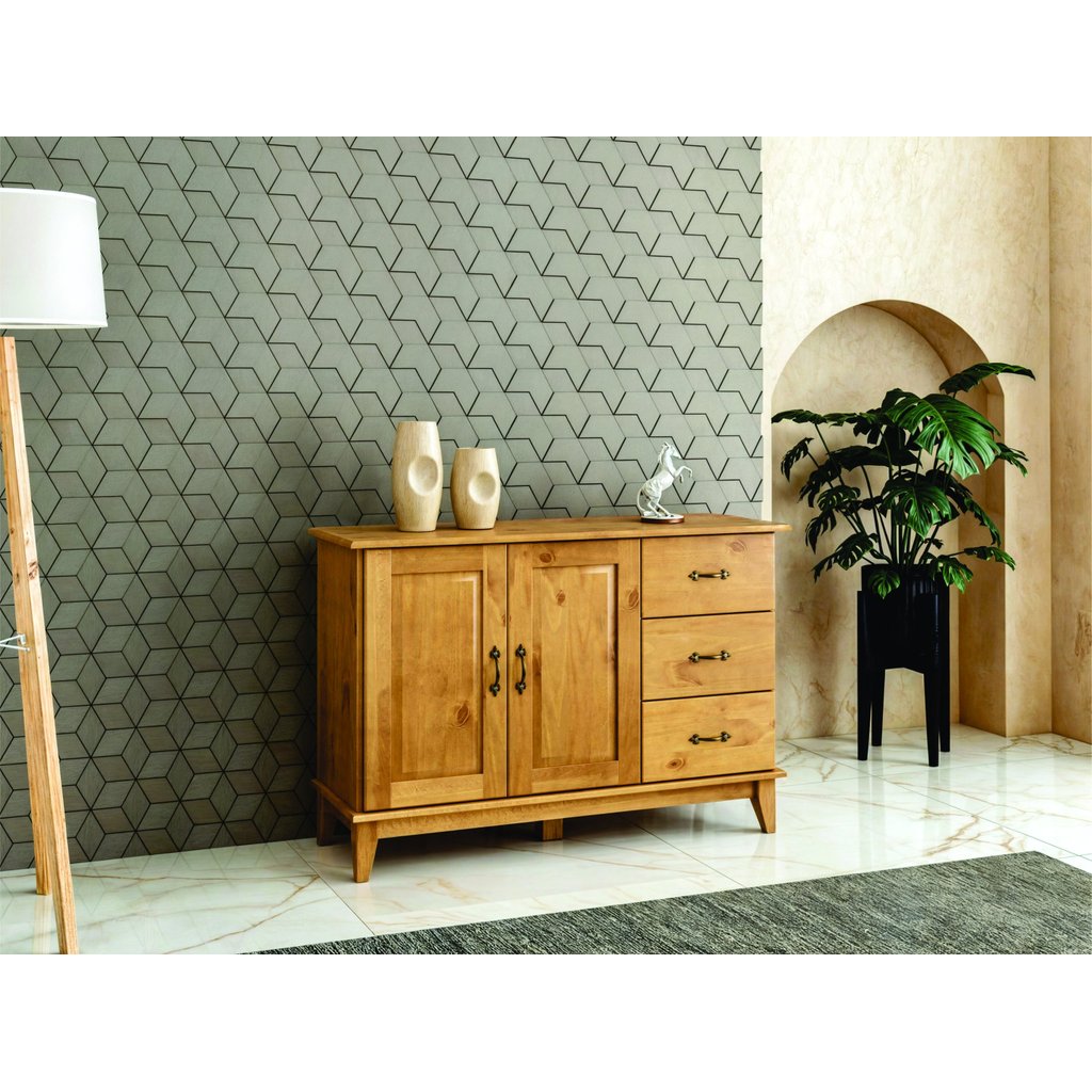 Buffet Aparador Madeira Maciça 2 Portas 3 Gavetas Bella 120 em Oferta na Shopee