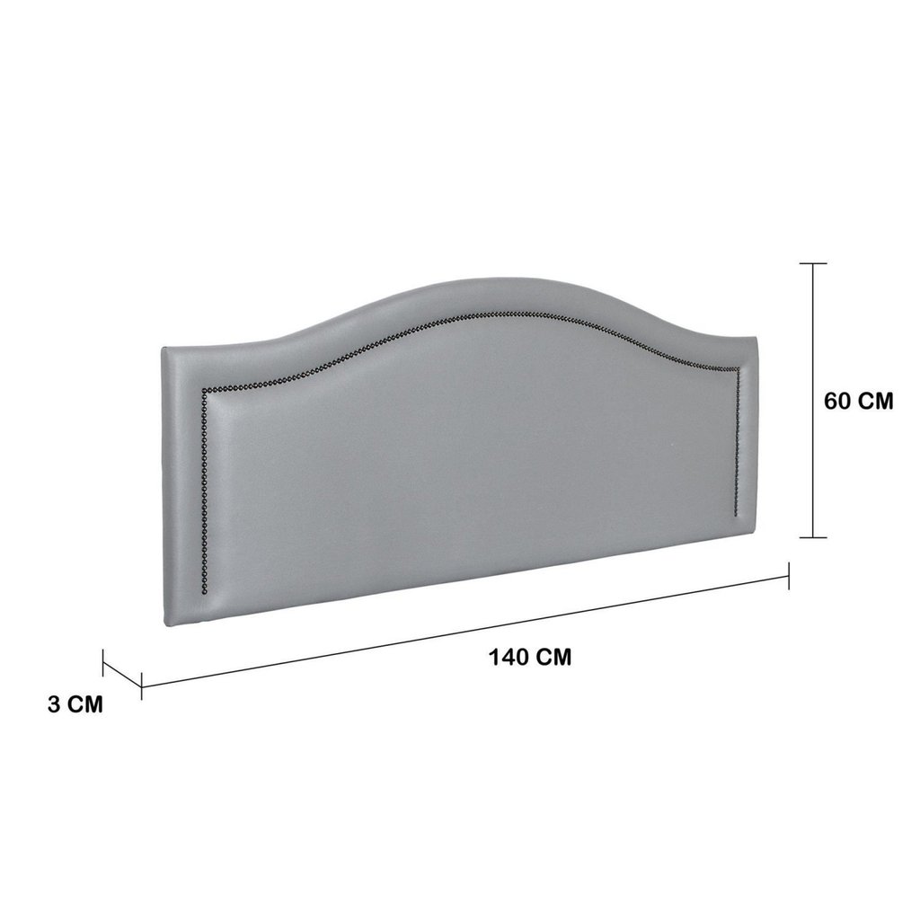 Detalhes do Cabeceira Casal 140x60cm Courino Curva Luxo Cinza/Fumê