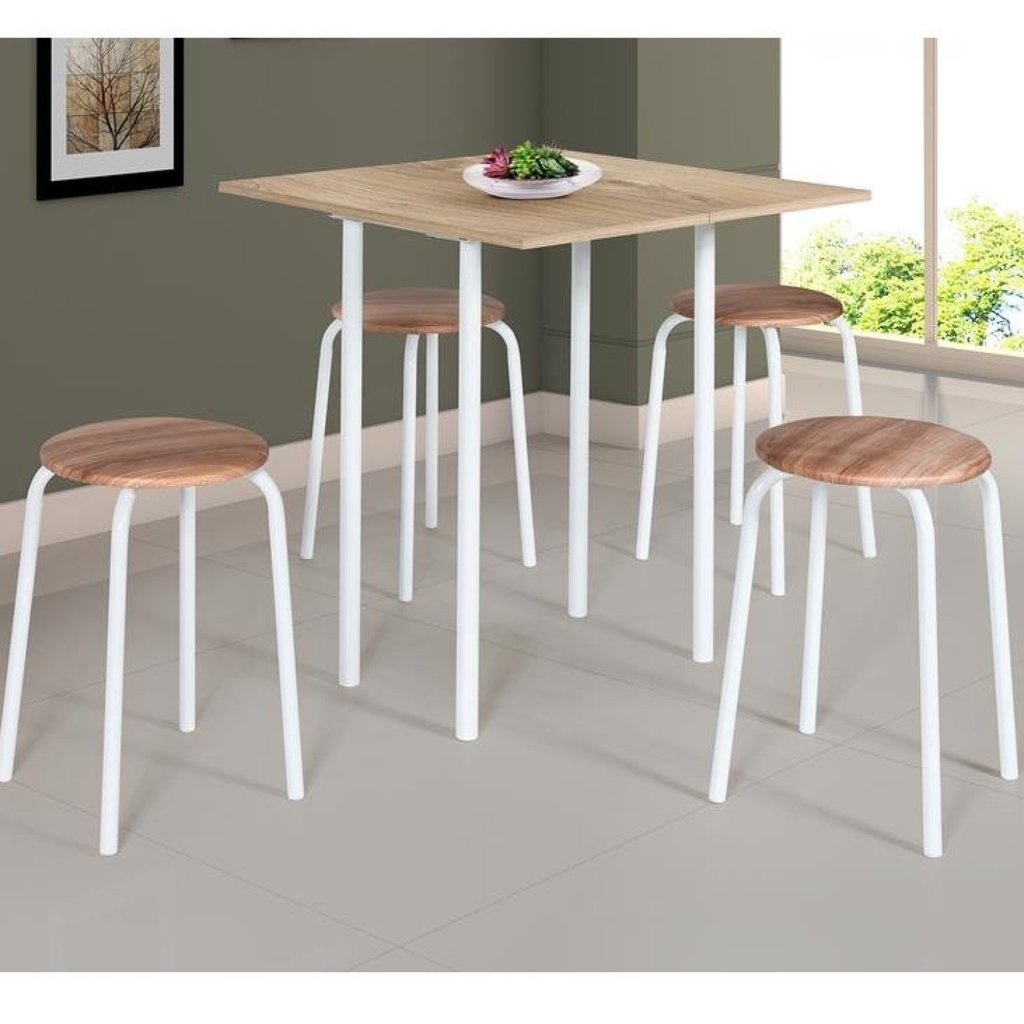 Conjunto de Mesa Dobrável BP com 4 Banquetas Espuma D12 Expert  Branco/Capuccino em Oferta na Shopee