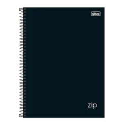 Caderno espiral capa dura universitário 1x1 96 folhas Zip Preto Tilibra