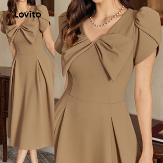 Lovito Vestido Elegante com Estrutura Plissada Primavera/verão Almíscar para Mulheres L146ED020 em Oferta na Shopee