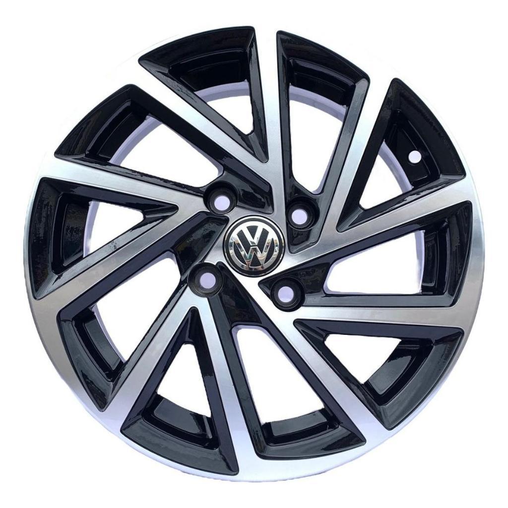 Jogo Roda Aro 17  R Seven Vw Gol G2 G3 G4 G5 G6 G7 G8 Saveiro Up Santana Voyage 4x100 Preta Diamantada