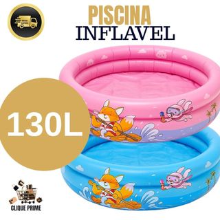 Piscina Inflável Infantil 130 Litros De Água Envio Rápido E Barato Azul Rosa