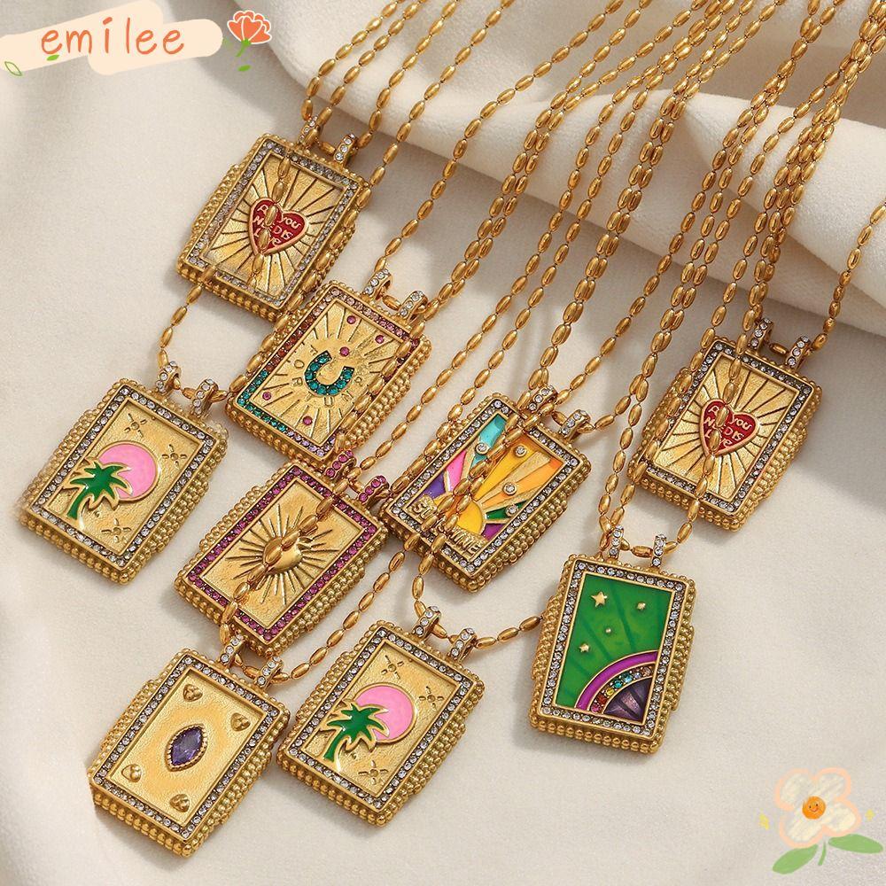 Colar Retrô EMILEES , Banhado A Ouro Real À Prova D'água 18K Multicolorido Com Pingente De Coração em Oferta na Shopee