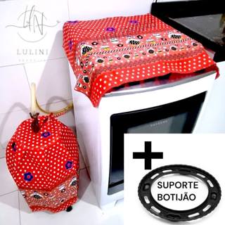 kit Capa Fogão (4, 5 e 6 bocas) + Capa Botijão COM ou SEM SUPORTE em Oferta na Shopee