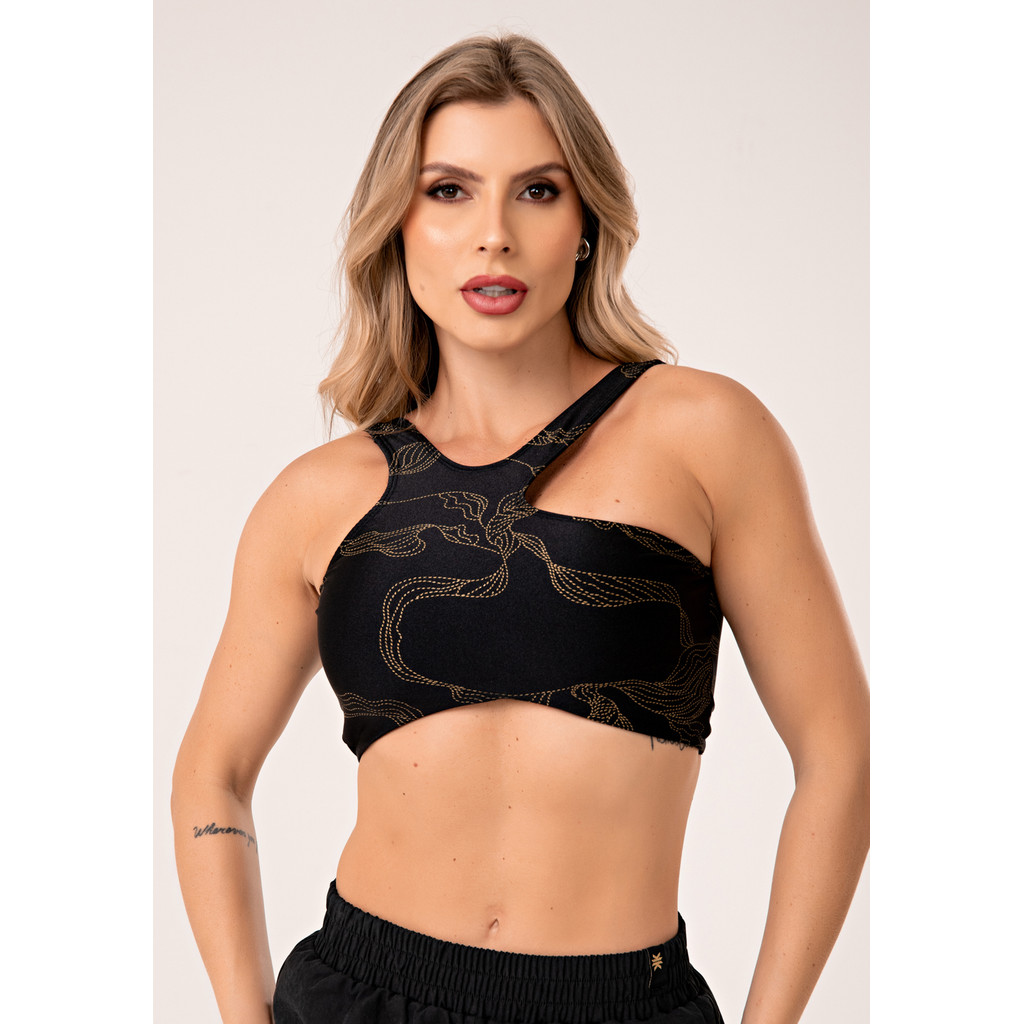 TOP FITNESS FEMININO ASSIMÉTRICO LUSH DLK em Oferta na Shopee