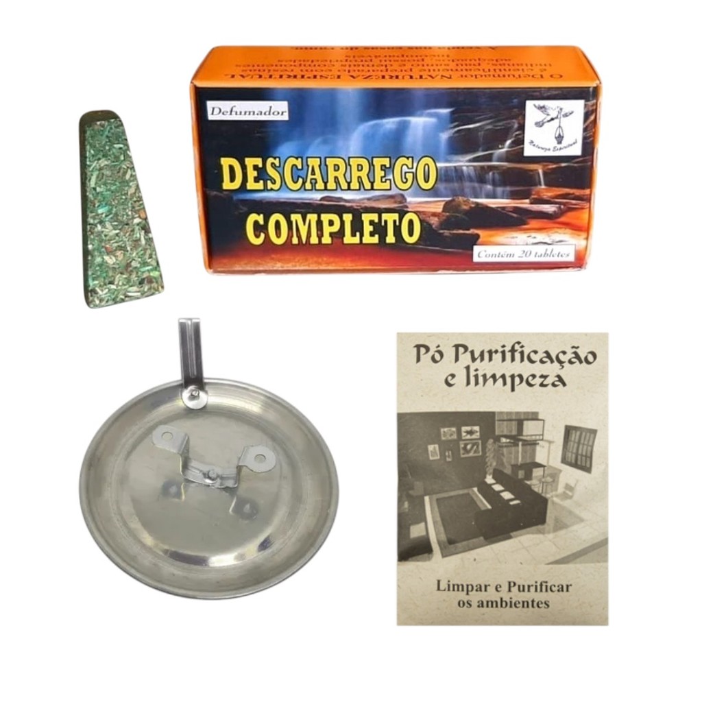 Kit para limpeza Espiritual - Porta Defumador + Caixa  de Defumador + Po de Purificação