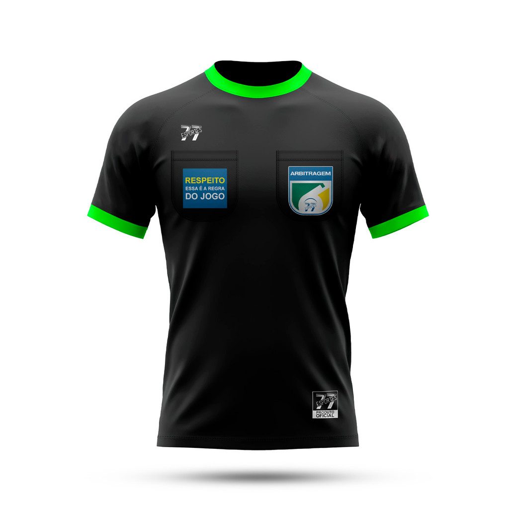 Camiseta Árbitro Futebol Profissional Arbitragem Dry