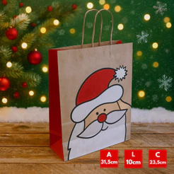10 SACOLAS NATAL KRAFT PAPAI NOEL 23,5X10X31,5CM 6314 (LC) NATAL 2025 (CHOCO)