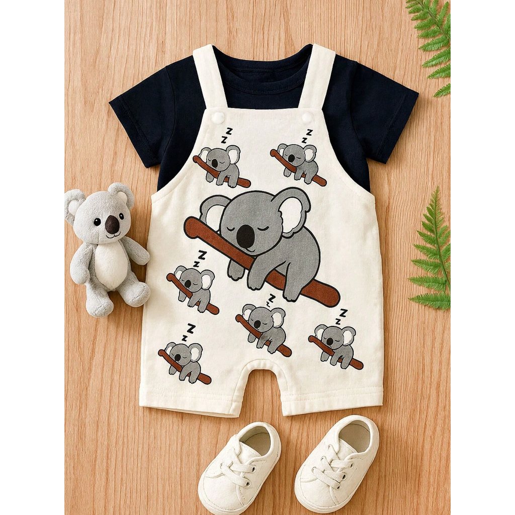 Jardineira + Camisa Coala Baby em Oferta na Shopee