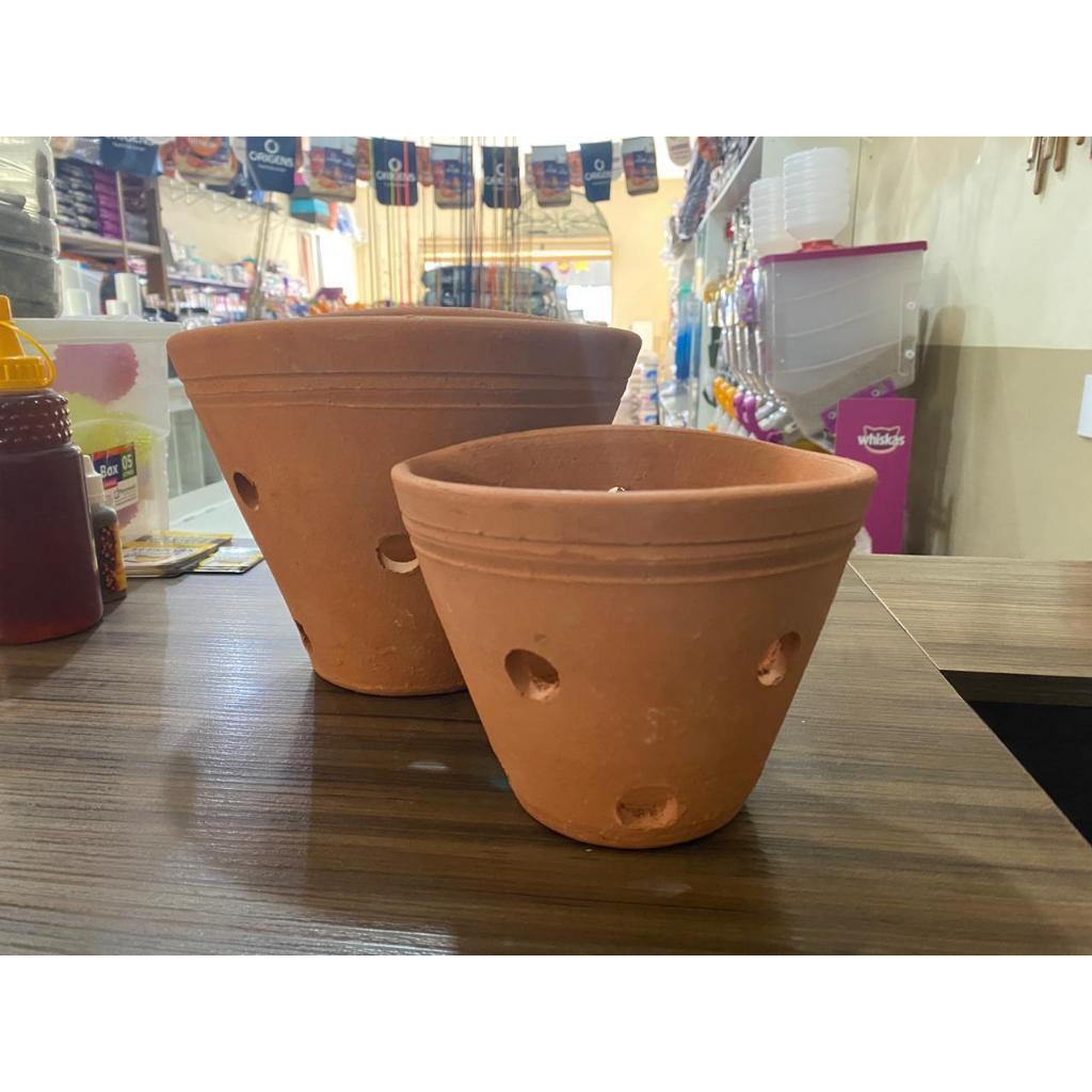 Vaso de Barro Cerâmico Para Orquidea de Parede
